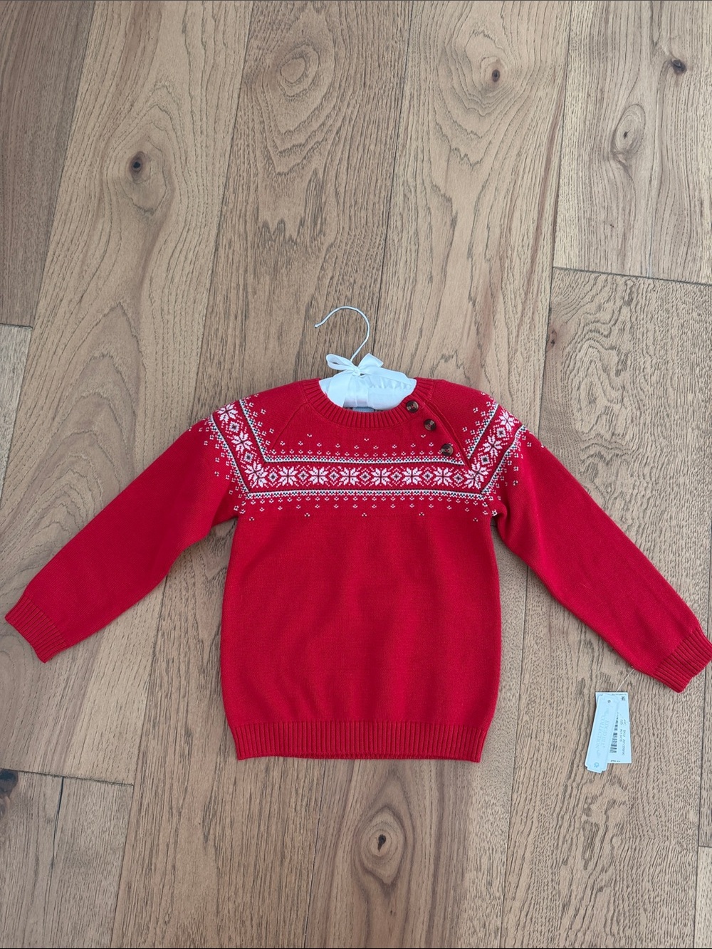 NWT kids Red Nordic-Style Crewneck Sweater